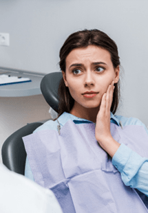 Closeup of woman experience toothache